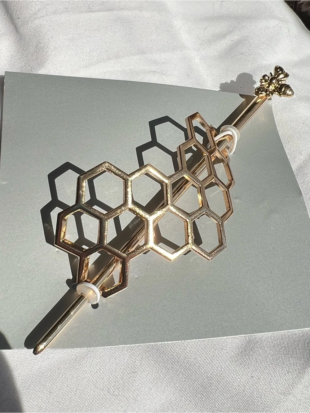 Gold Honeycomb Hair Barrette